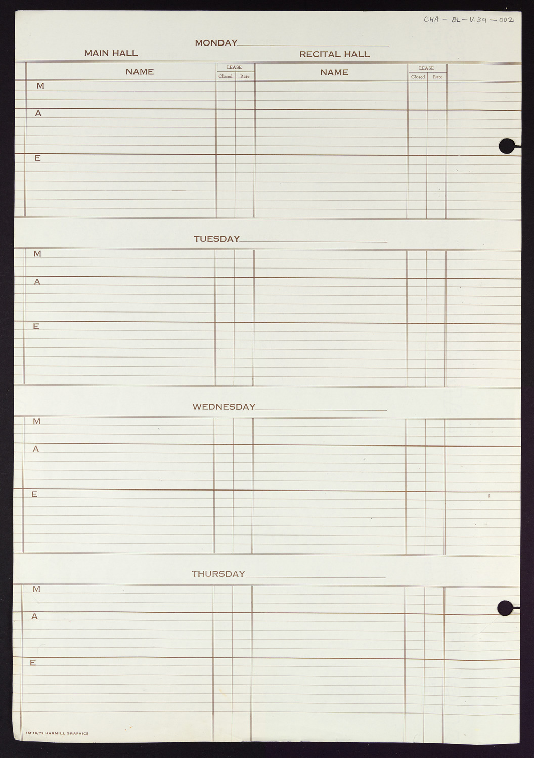 Carnegie Hall Booking Ledger, volume 39, page 2