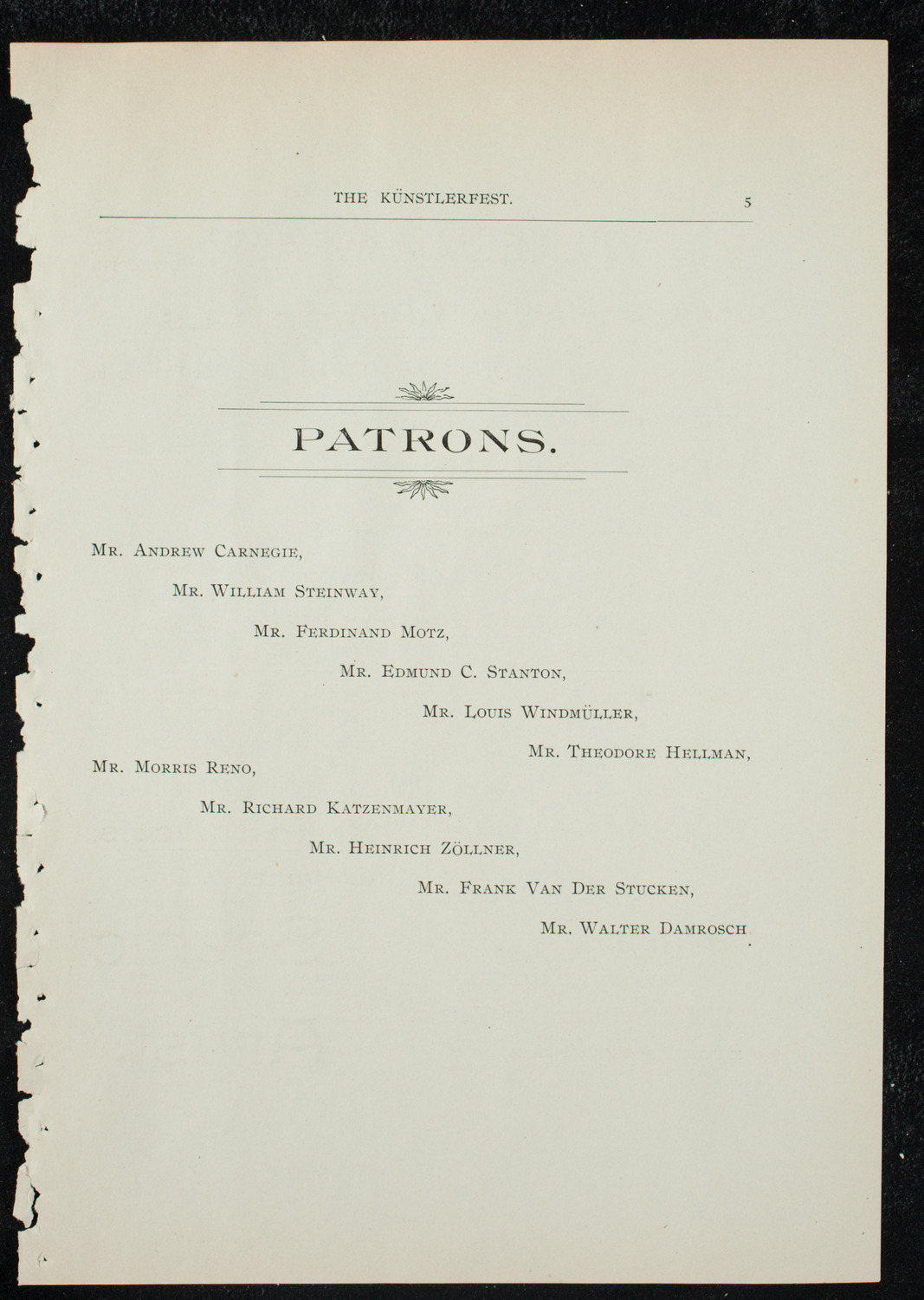 Künstlerfest, December 3, 1891, program page 7