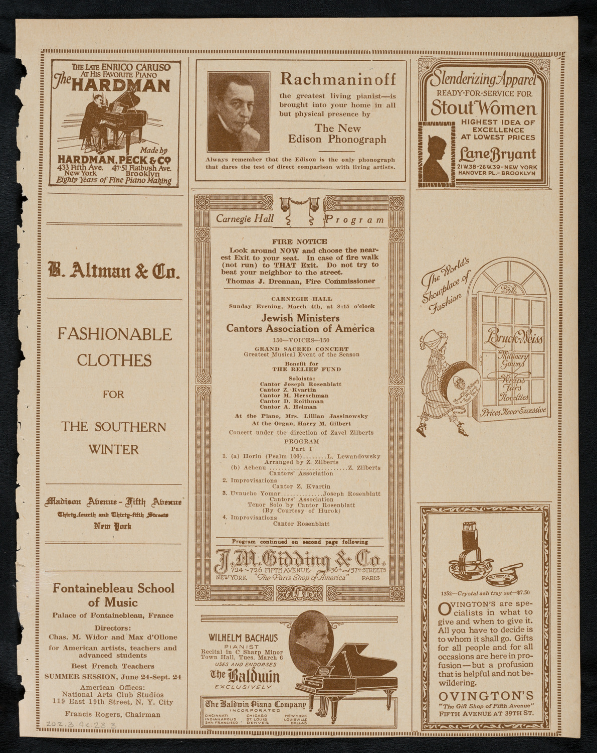 Jewish Ministers Cantors Association of America, March 4, 1923, program page 5