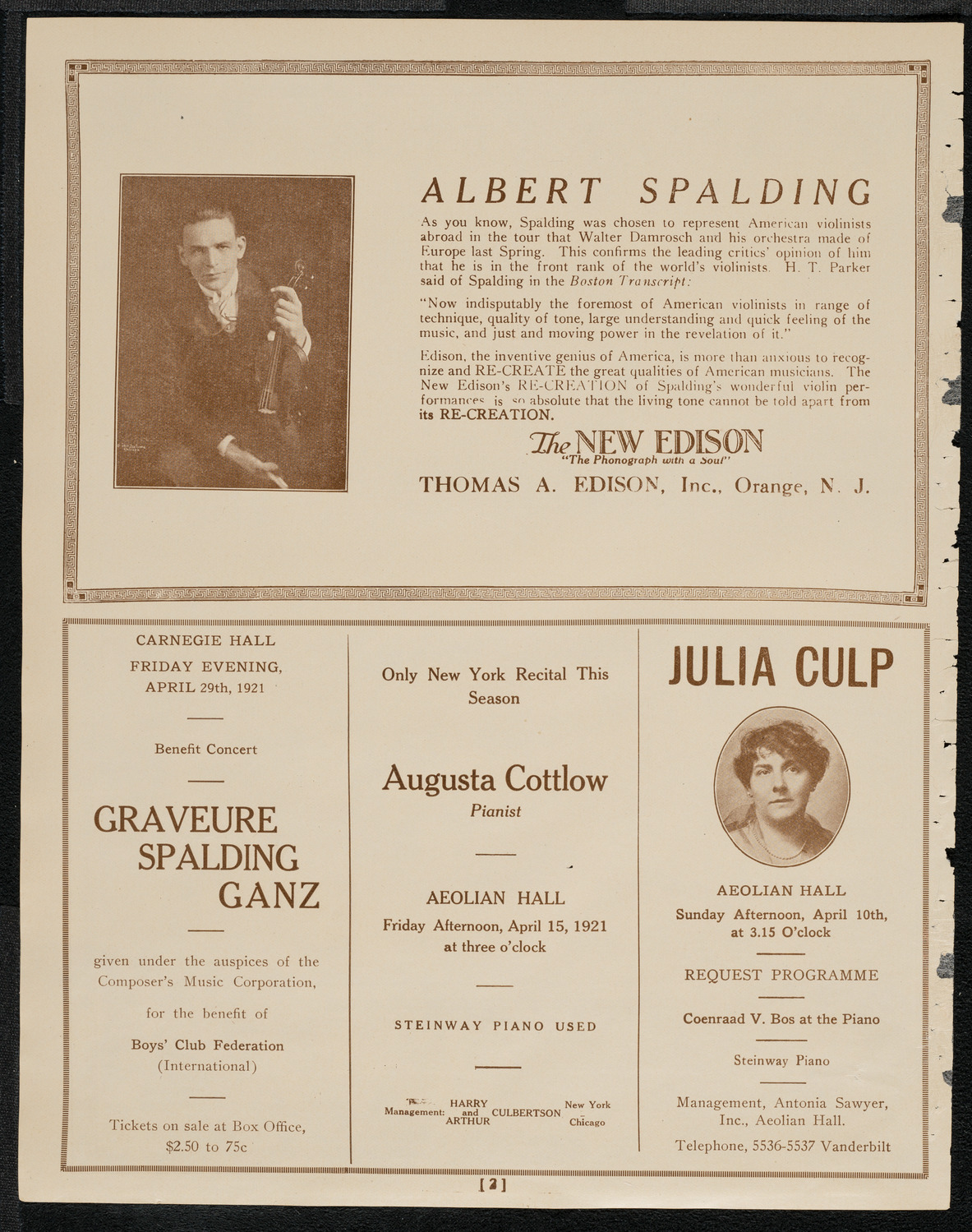 Metropolitan Post - American Legion Concert by Metropolitan Life Insurance Company Combined Musical Organizations, April 7, 1921, program page 2