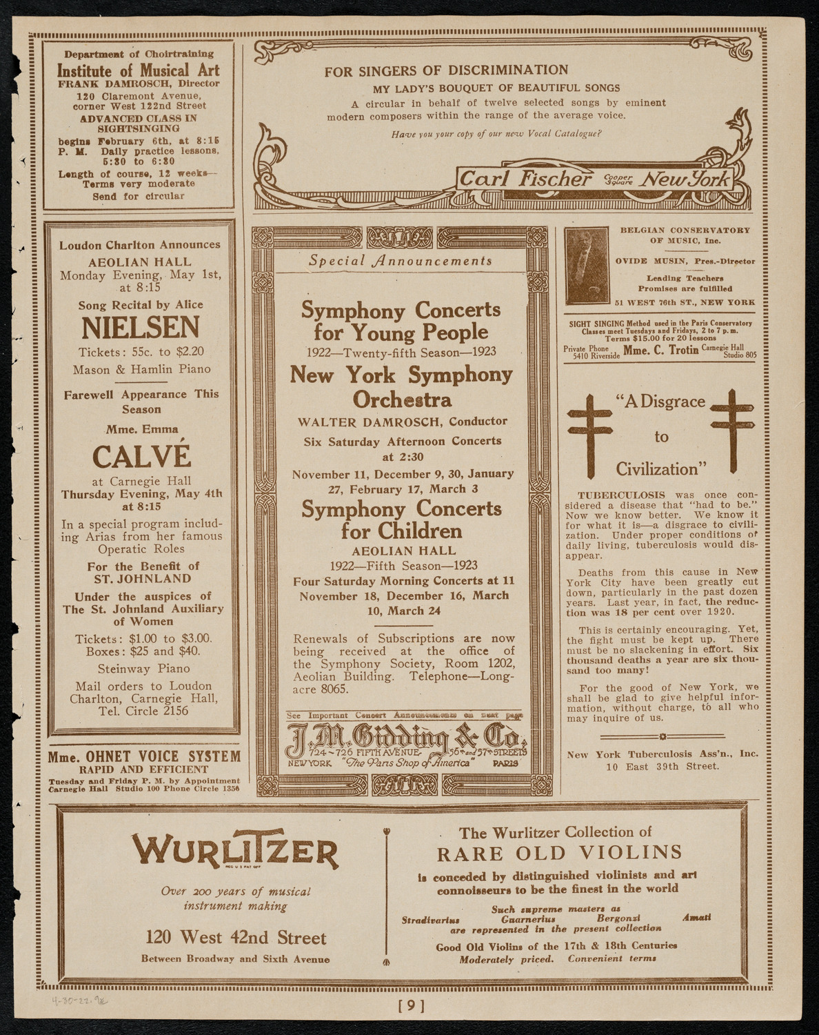 Florence Stern, Violin, April 30, 1922, program page 9