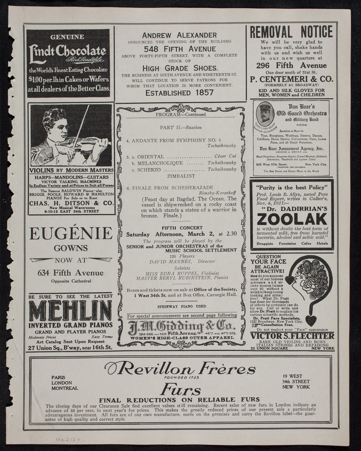 Symphony Concert for Young People, February 10, 1912, program page 7