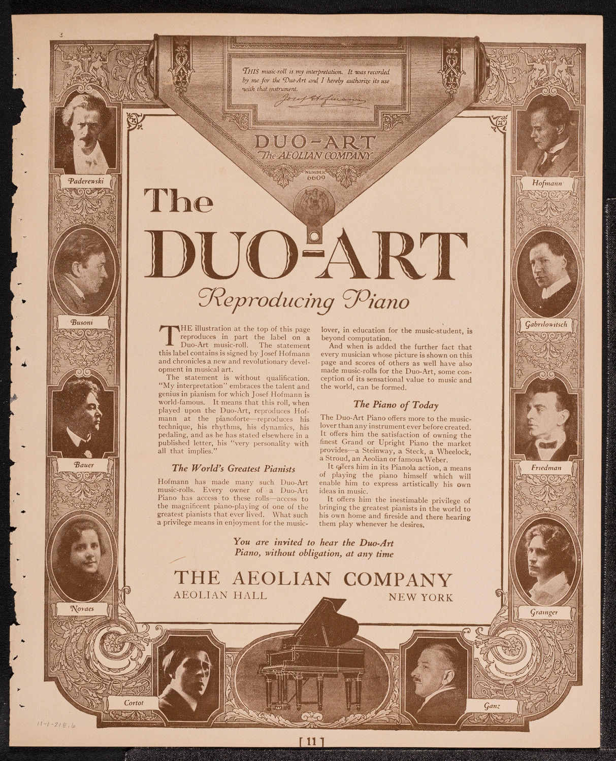 Philadelphia Orchestra, November 1, 1921, program page 11