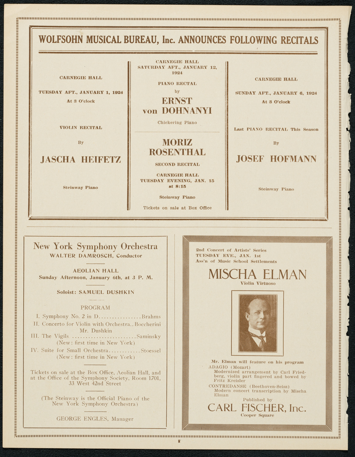 Carl Schaiovitz and Salo H. Goldstone, December 25, 1923, program page 8
