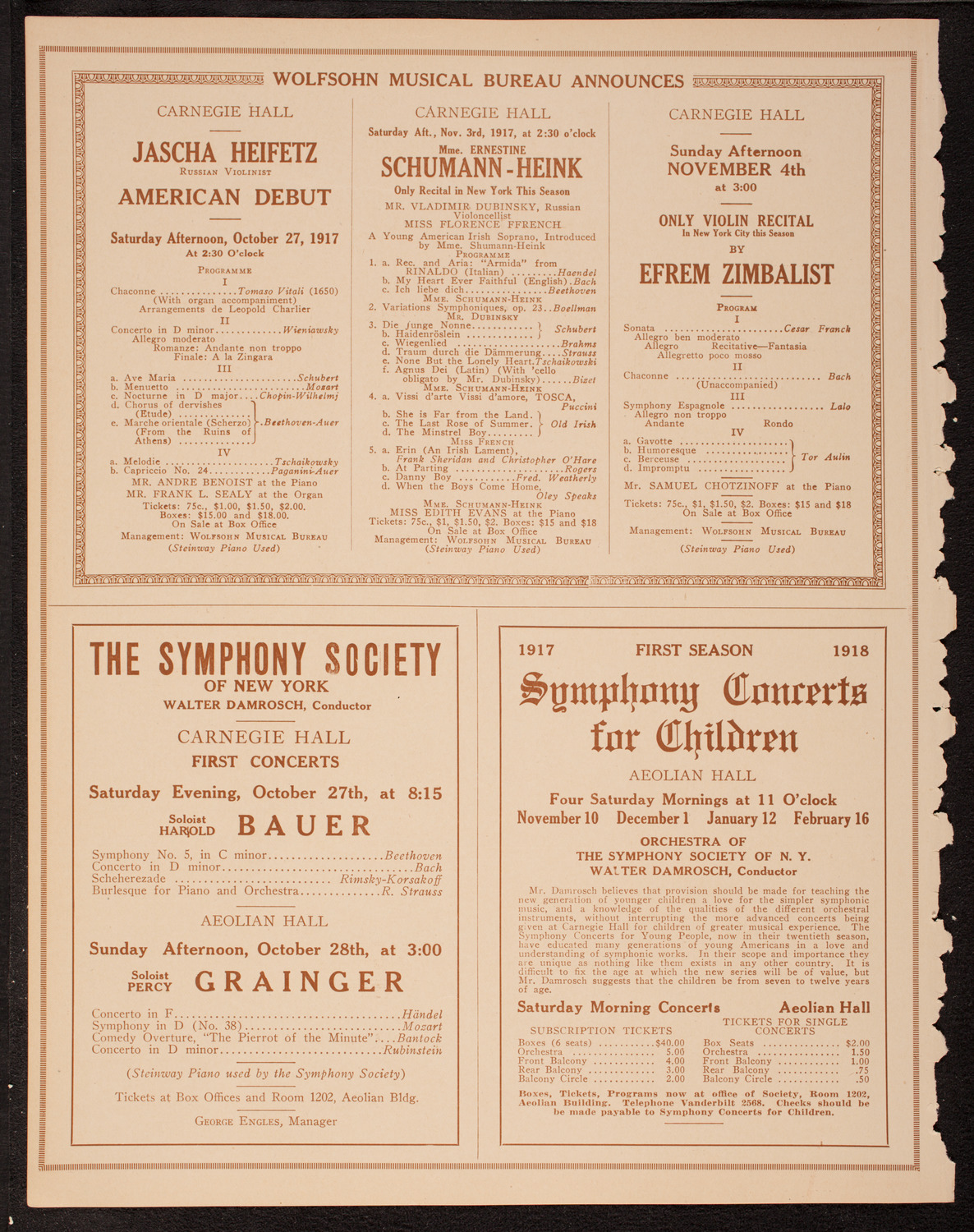 New York Philharmonic, October 26, 1917, program page 8