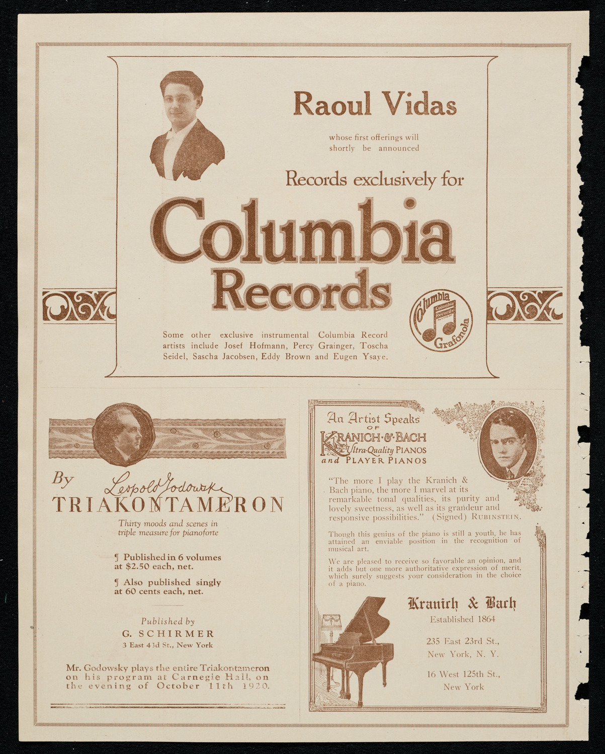 Raoul Vidas, Violin, October 9, 1920, program page 6
