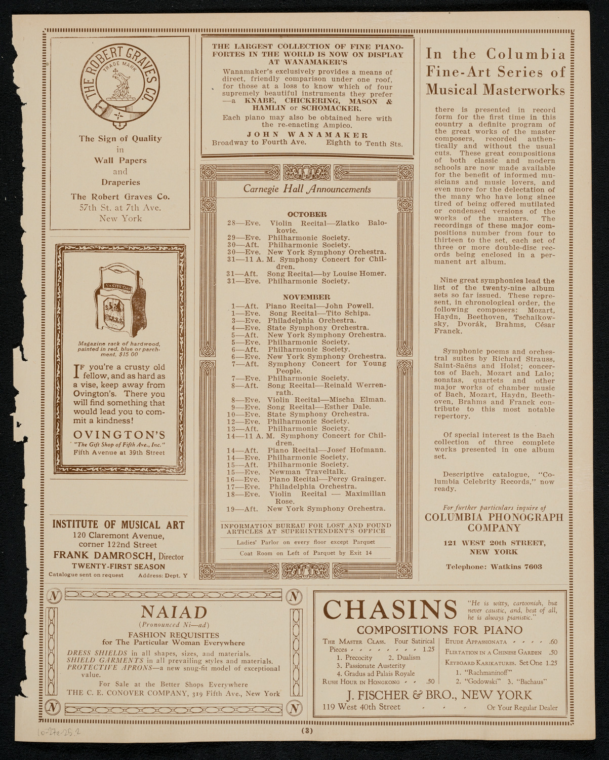 State Symphony Orchestra of New York, October 27, 1925, program page 3