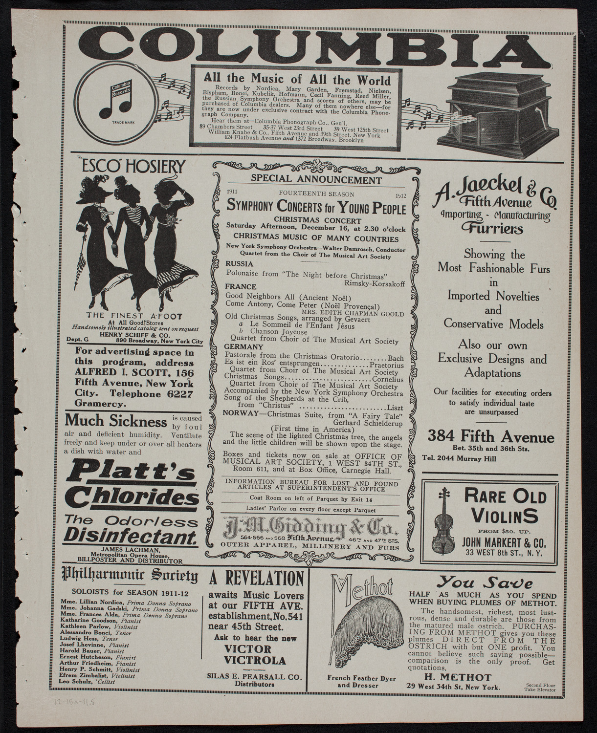 New York Philharmonic, December 15, 1911, program page 9