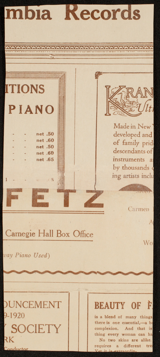Elias Breeskin, Violin, April 1, 1919, program page 2