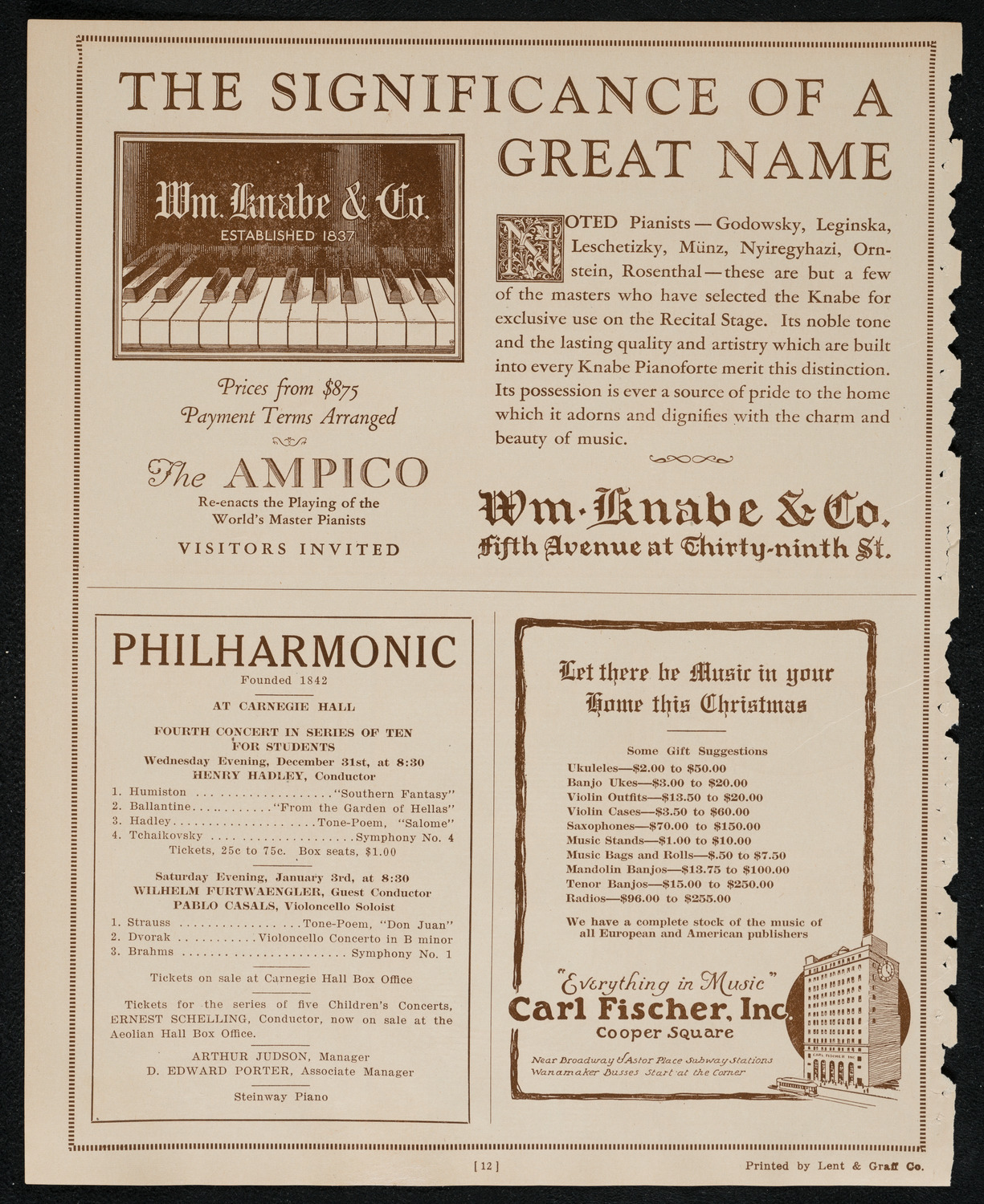 New York Philharmonic, December 28, 1924, program page 12