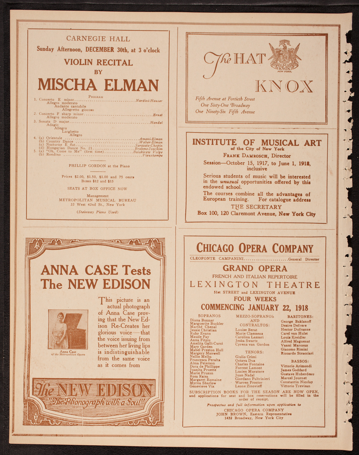 Musical Art Society of New York, December 18, 1917, program page 2