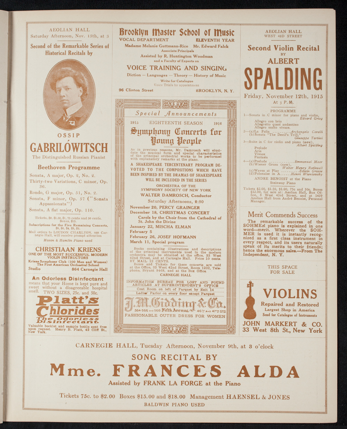 John McCormack, Tenor, November 7, 1915, program page 9