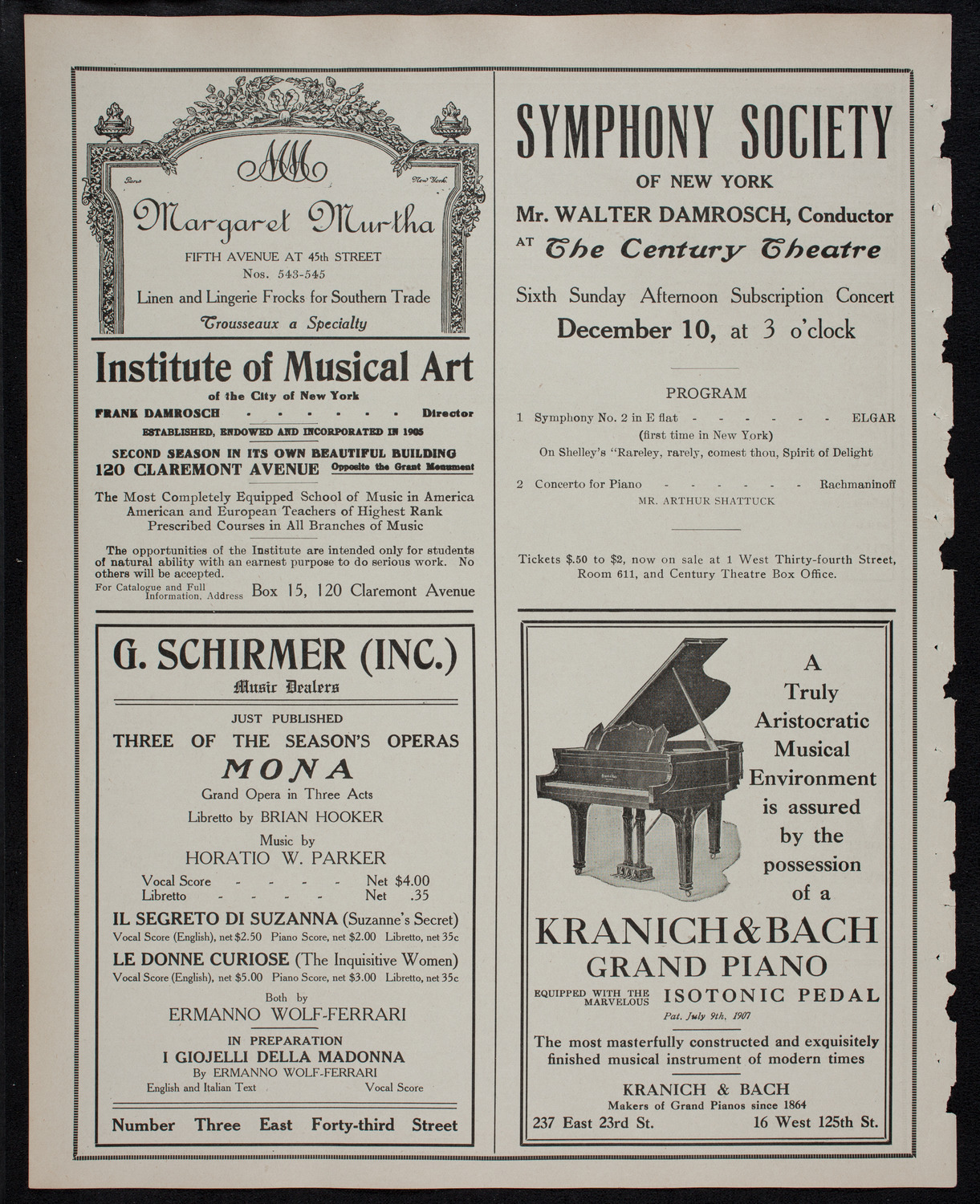 Leonard Borwick, Piano, December 8, 1911, program page 6