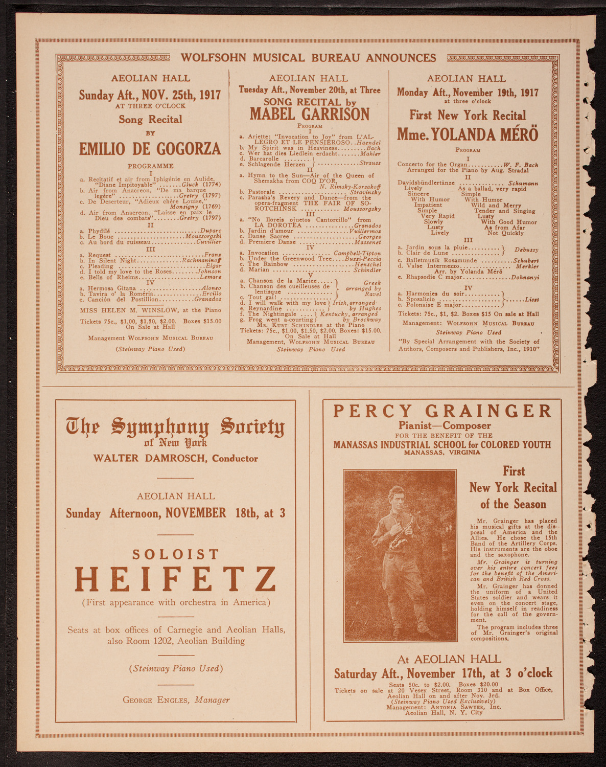 New York Symphony Orchestra, November 15, 1917, program page 8