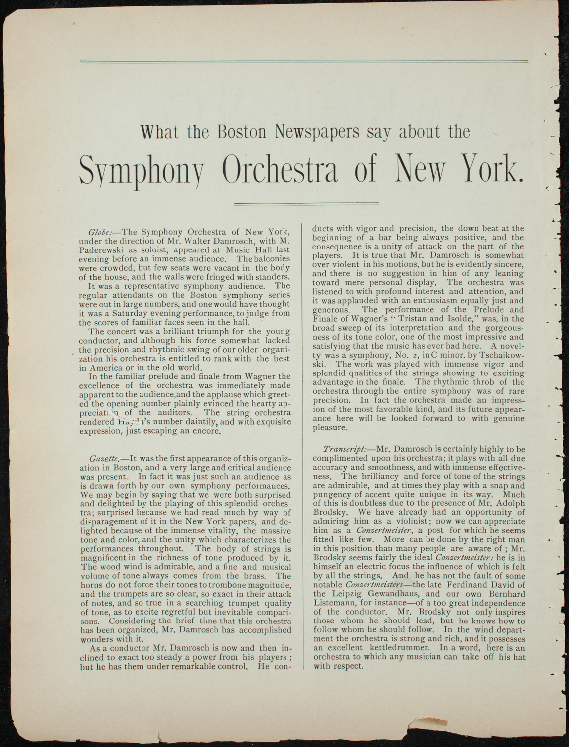 Metropolitan Musical Society, January 12, 1892, program page 2