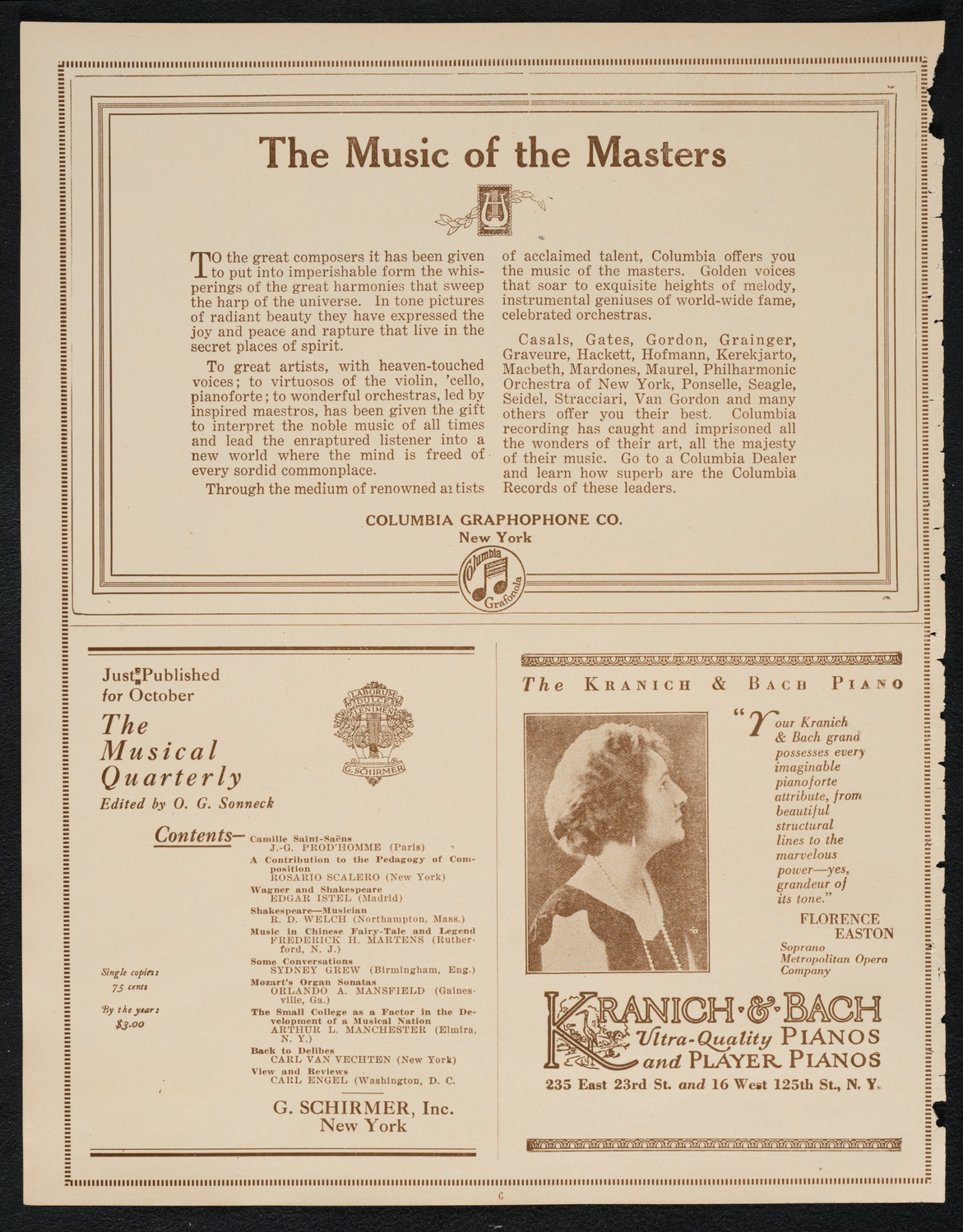 New York College of Music and American Conservatory of Music Faculty Concert with Orchestra, October 29, 1922, program page 6