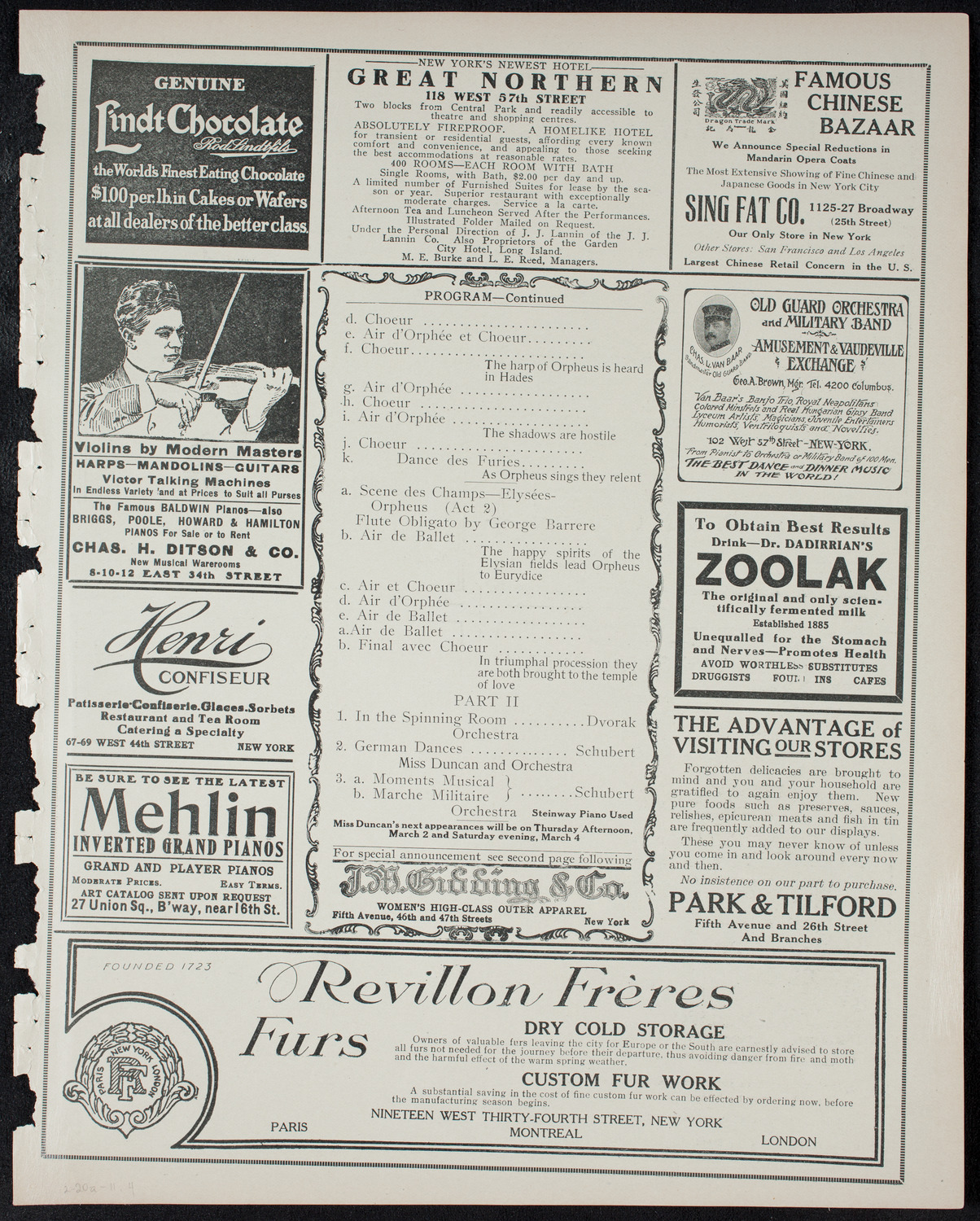 Isadora Duncan, Dancer, with the New York Symphony Orchestra, February 20, 1911, program page 7
