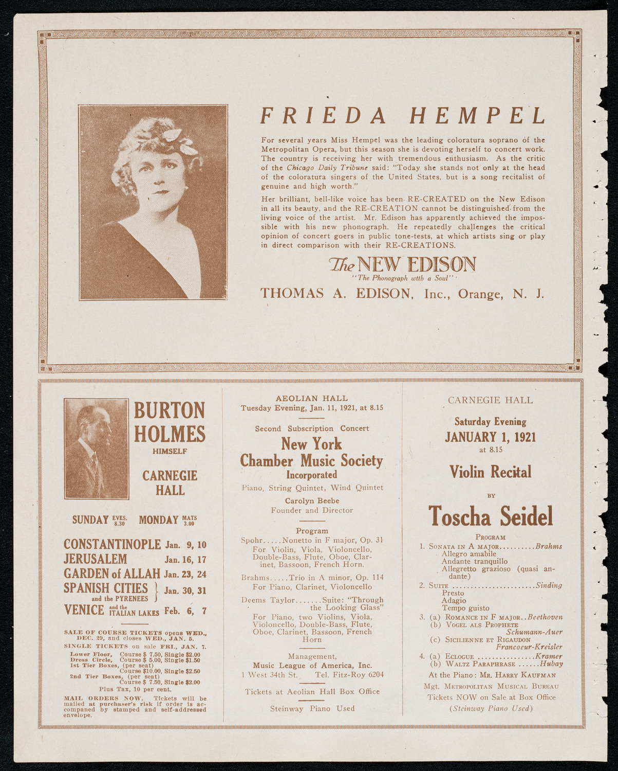 National Symphony Orchestra, December 28, 1920, program page 2