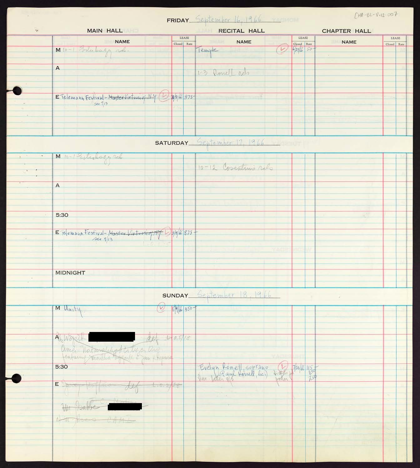 Carnegie Hall Booking Ledger, volume 12, page 7