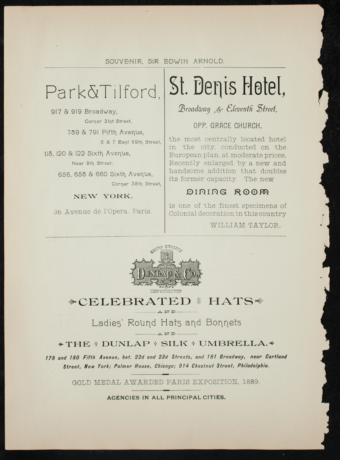 Lecture by Sir Edwin Arnold, November 4, 1891, program page 8