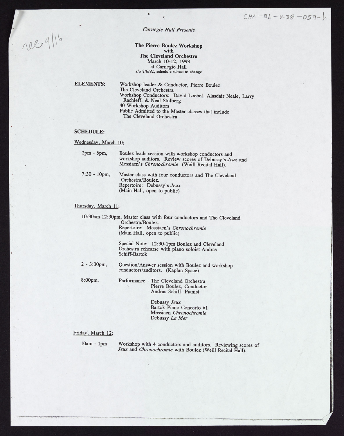 Carnegie Hall Booking Ledger, volume 38, page 59b