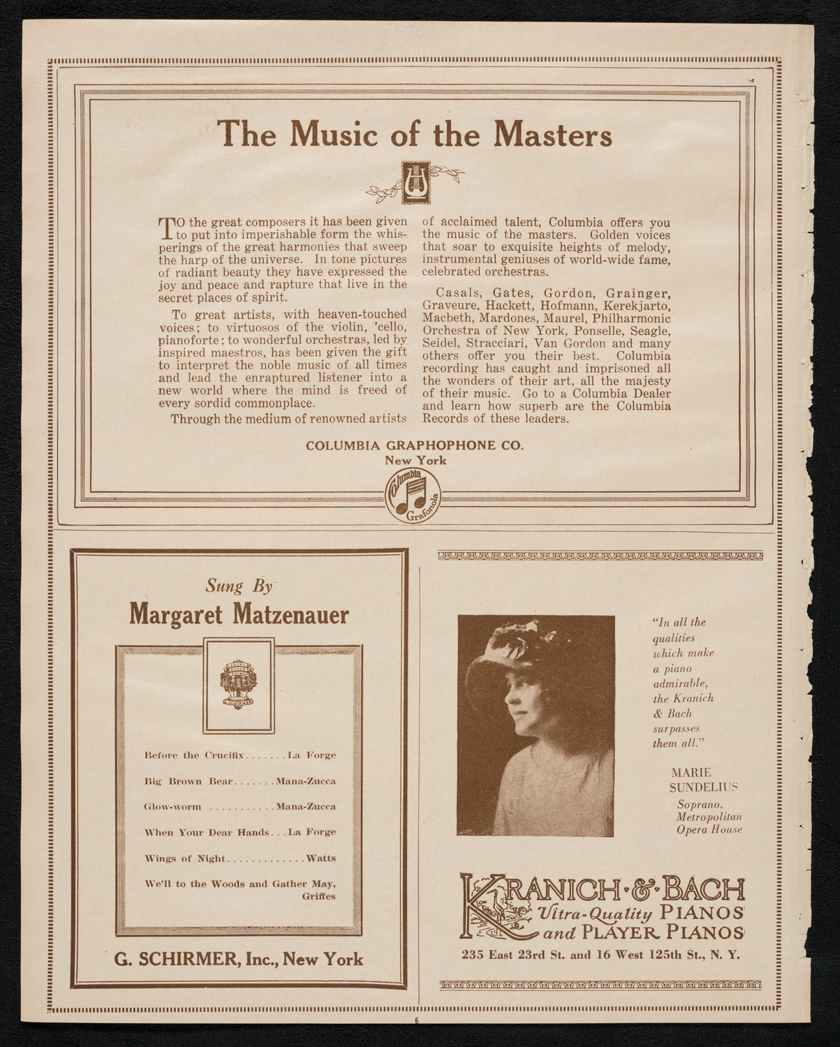 Margaret Matzenauer, Mezzo-Soprano, January 17, 1923, program page 6