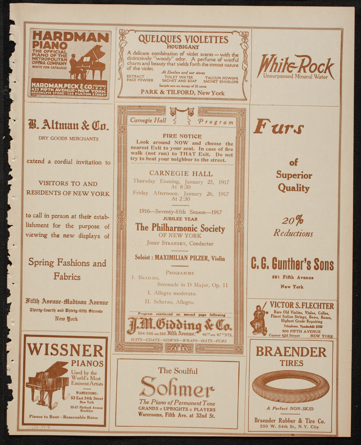 New York Philharmonic, January 25, 1917, program page 5