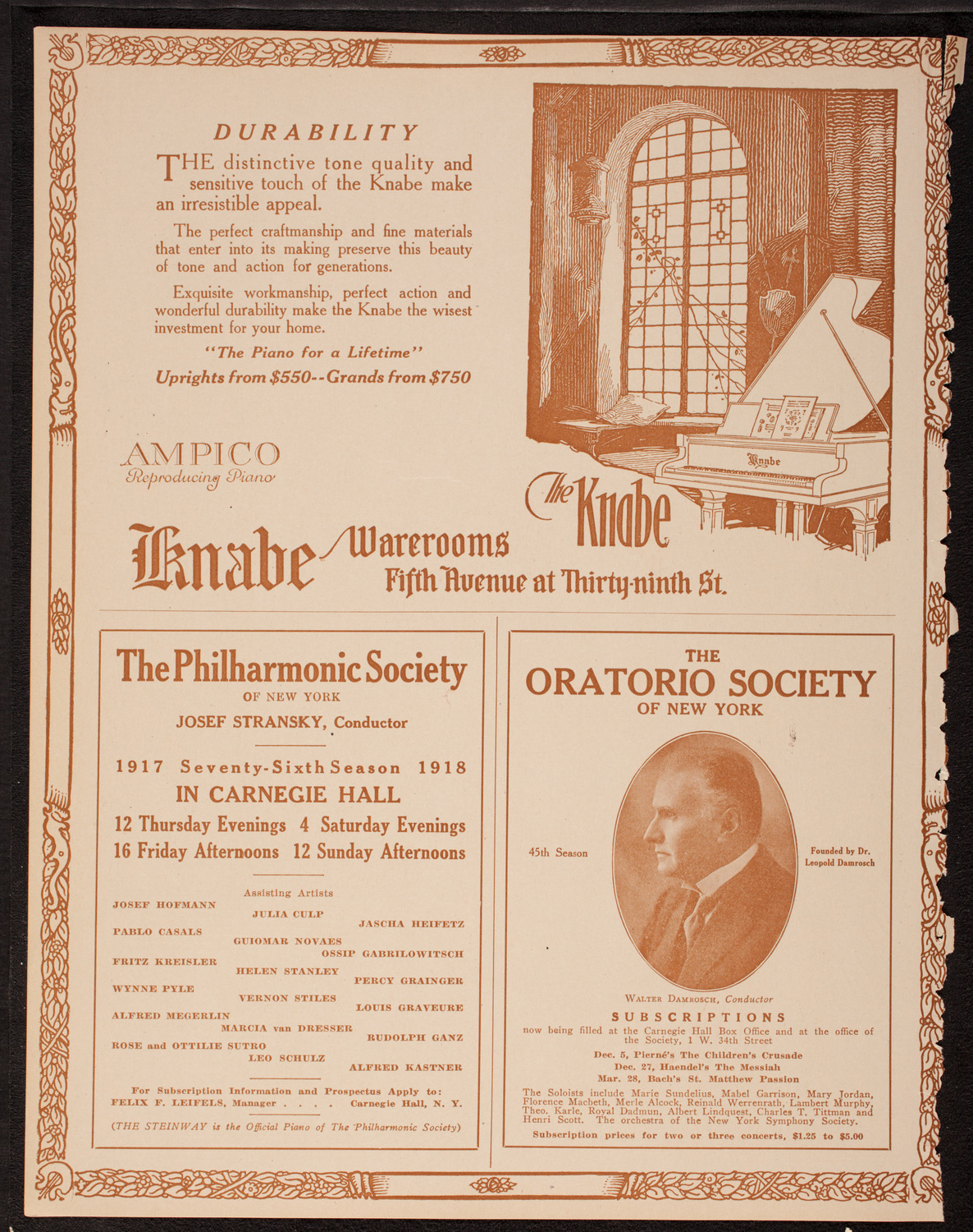 Mischa Elman, Violin, October 21, 1917, program page 12