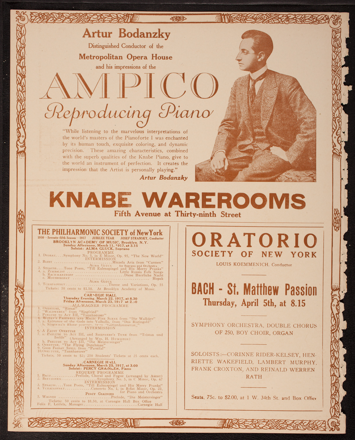 New York Symphony Orchestra, March 11, 1917, program page 12