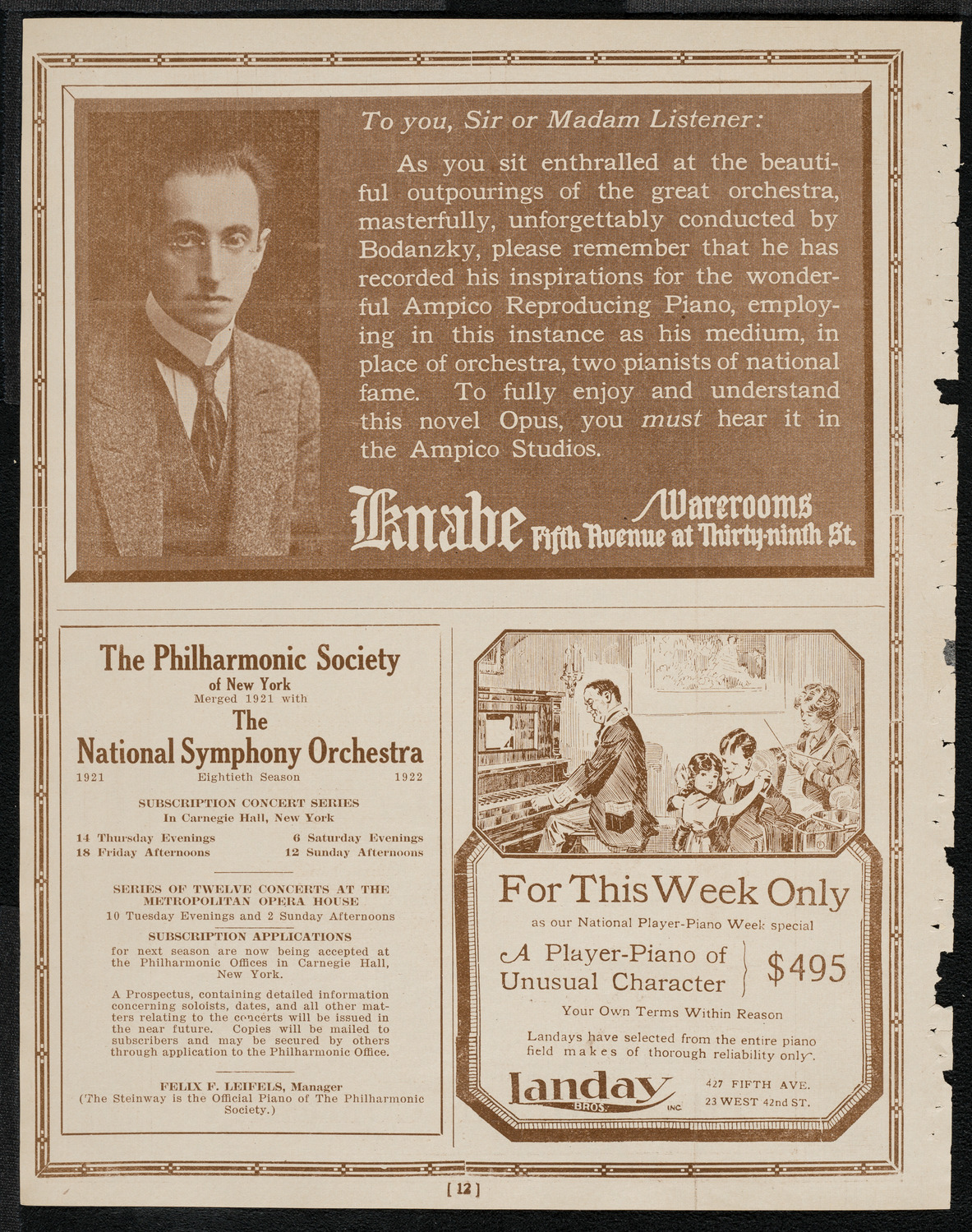 National Symphony Orchestra, April 6, 1921, program page 12