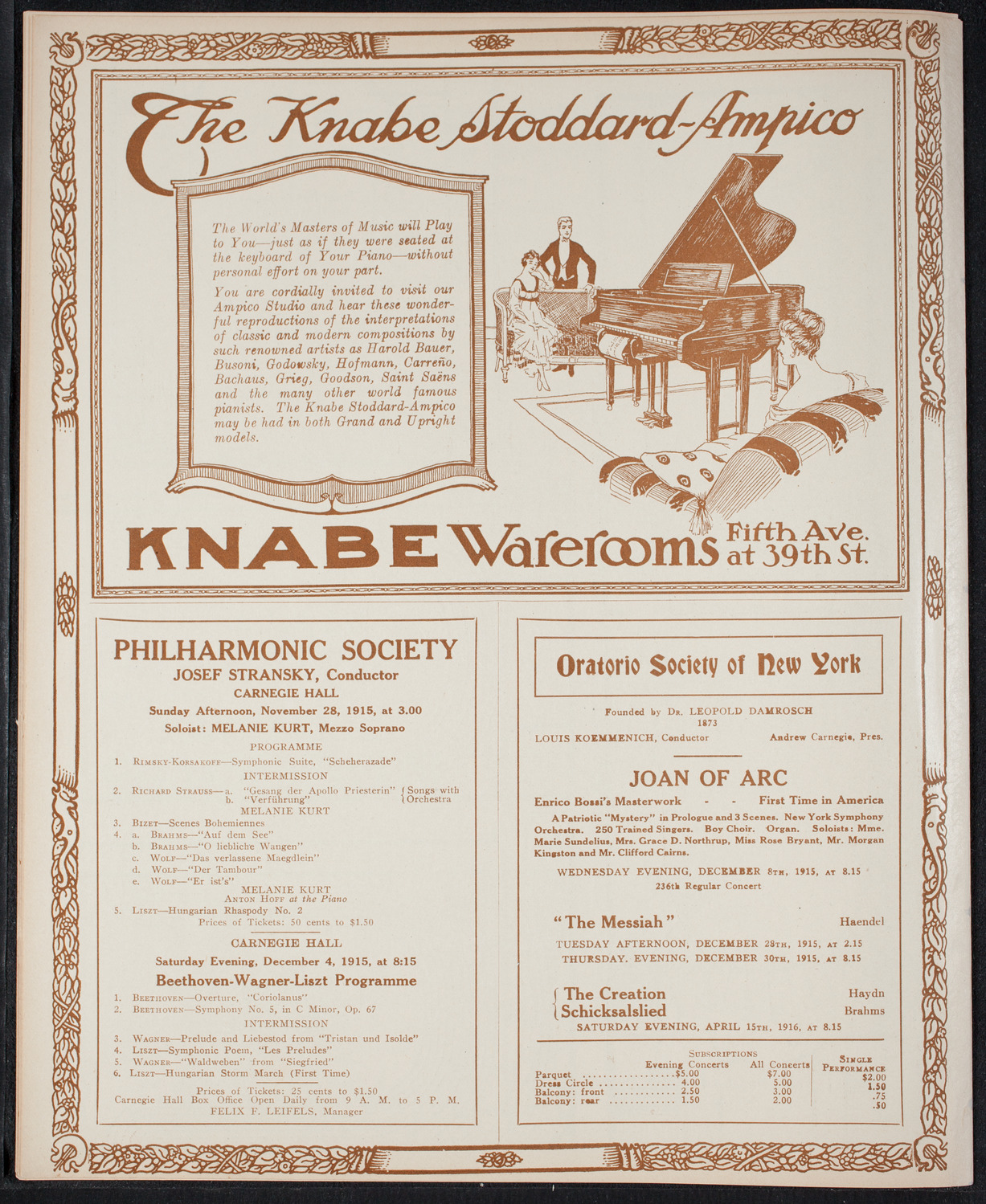 New York Philharmonic, November 26, 1915, program page 12