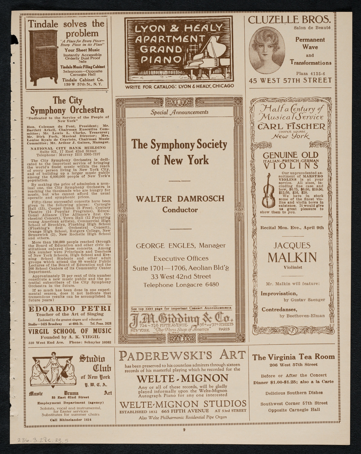 New York Philharmonic, March 28, 1923, program page 9