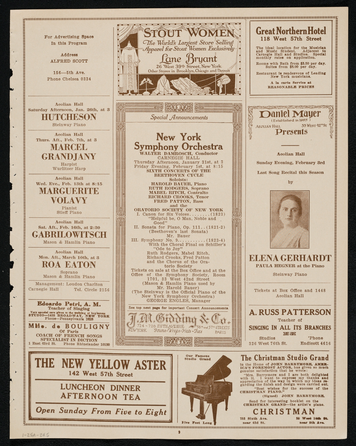 New York Philharmonic, January 25, 1924, program page 9