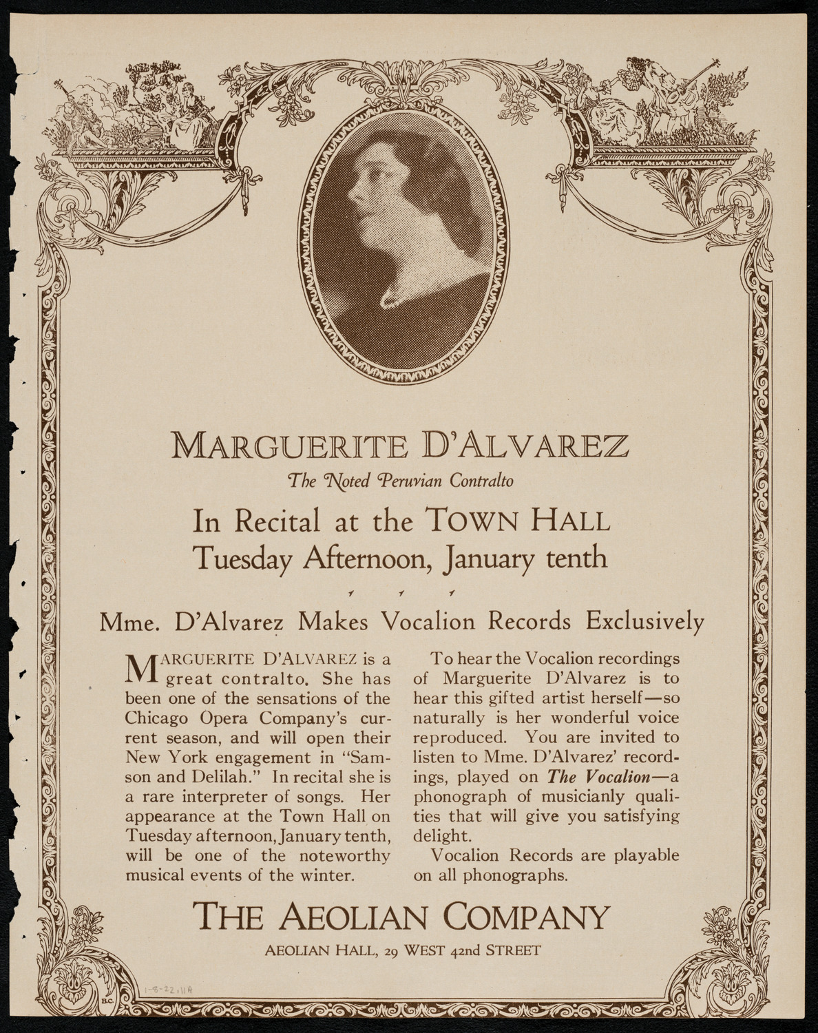 Emma Calvé, Soprano, January 8, 1922, program page 11