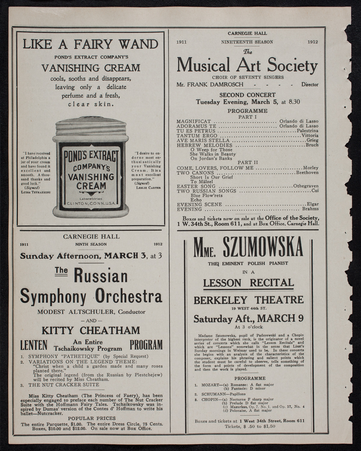 Mendelssohn Choir of Toronto with the Theodore Thomas Orchestra, February 28, 1912, program page 8