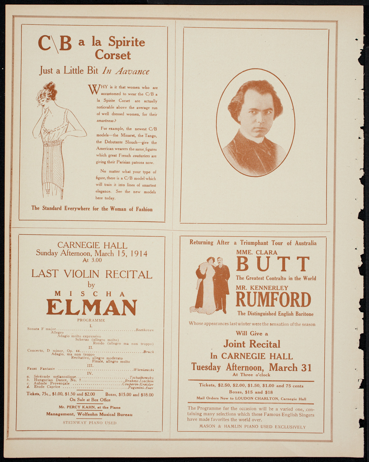 Eugène Ysaÿe, Violin, March 13, 1914, program page 8