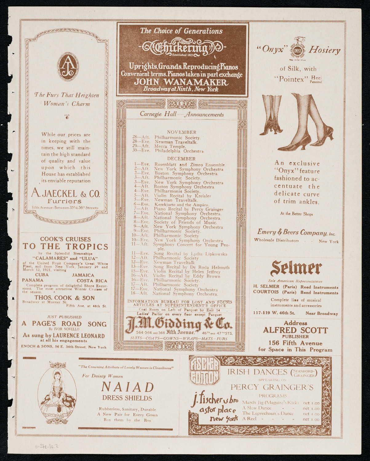 Social and Scientific Society Gala Concert, November 27, 1920, program page 3