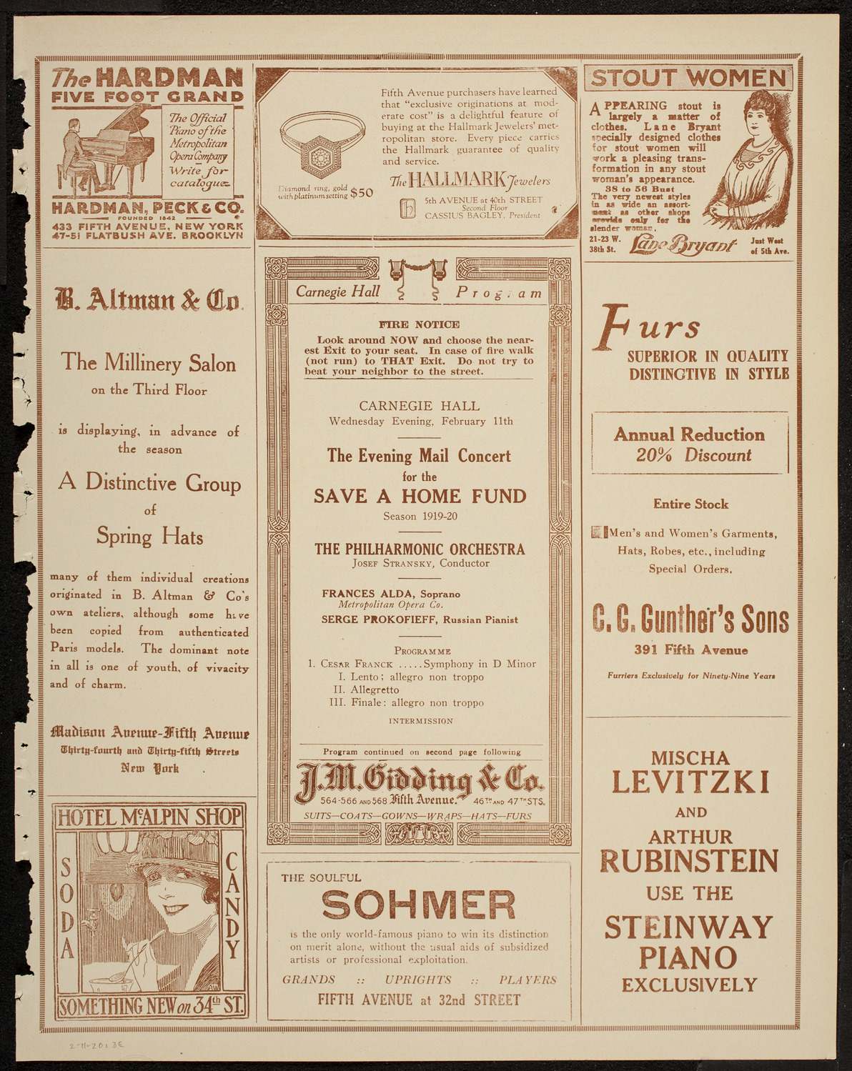 Evening Mail Save-A-Home Fund Concert: New York Philharmonic, February 11, 1920, program page 5