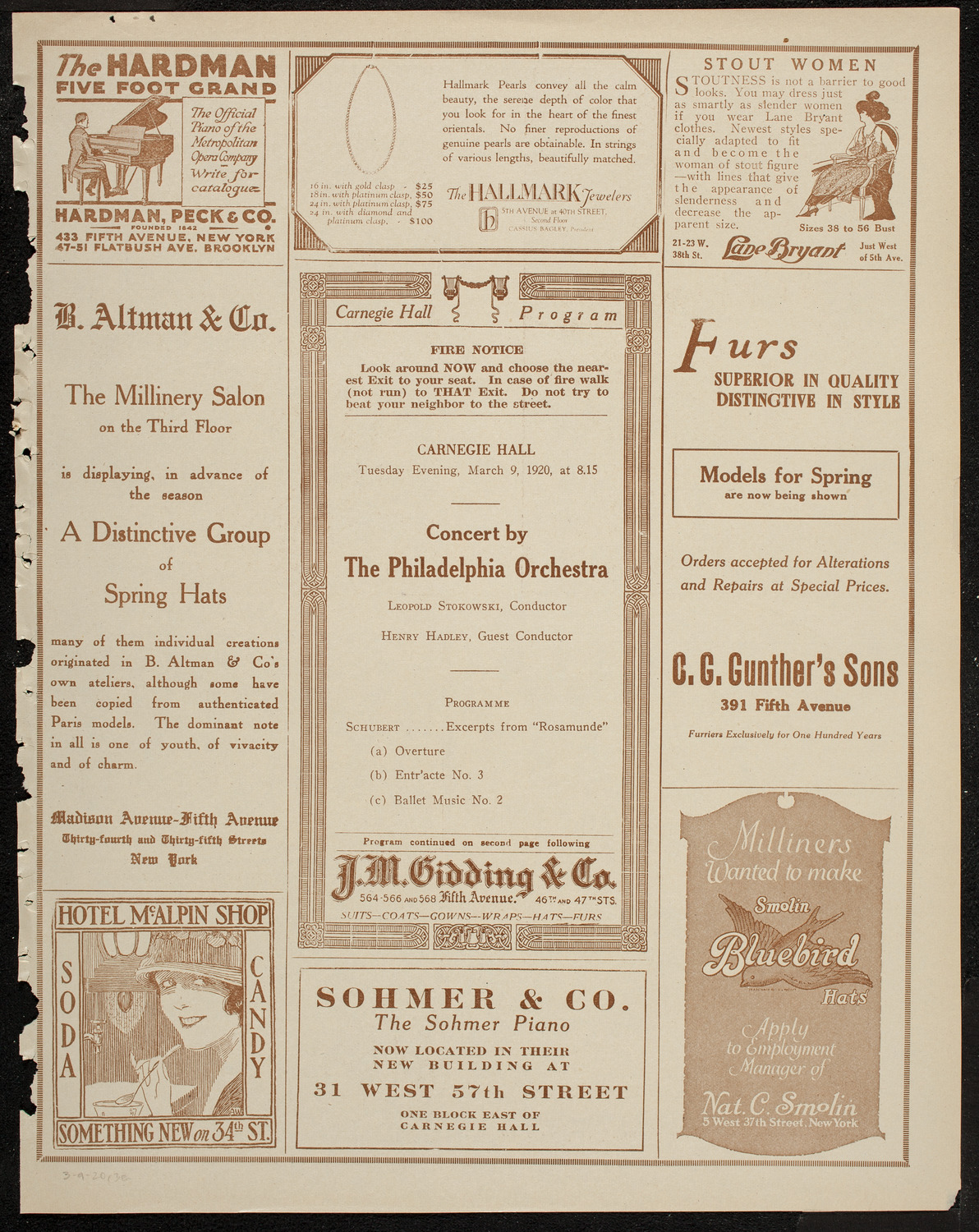 Philadelphia Orchestra, March 9, 1920, program page 5