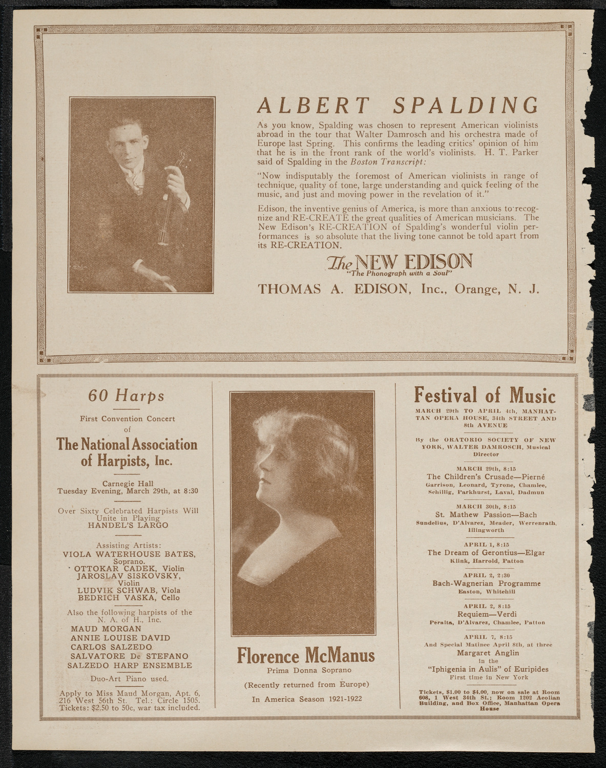 National Symphony Orchestra, March 23, 1921, program page 2