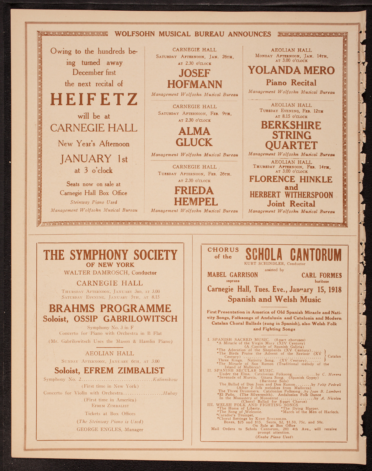 New York Symphony Orchestra, December 29, 1917, program page 8