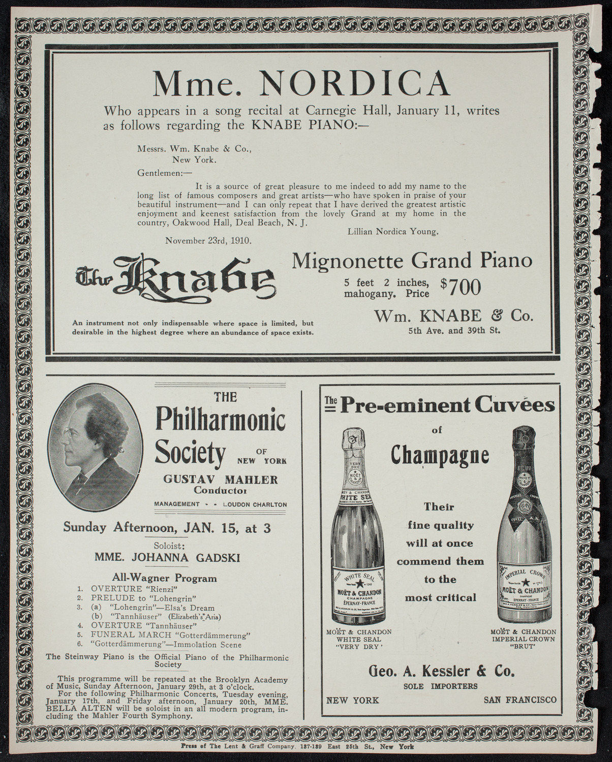 Lillian Nordica, Soprano, with the New York Symphony Orchestra, January 11, 1911, program page 12