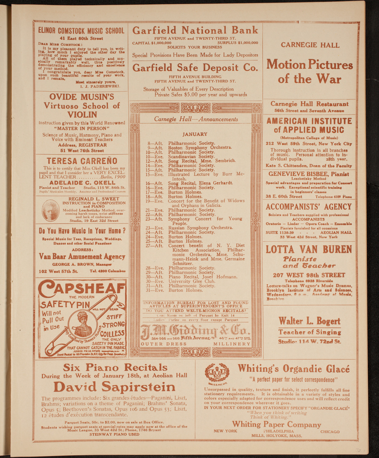 Boston Symphony Orchestra, January 7, 1915, program page 3