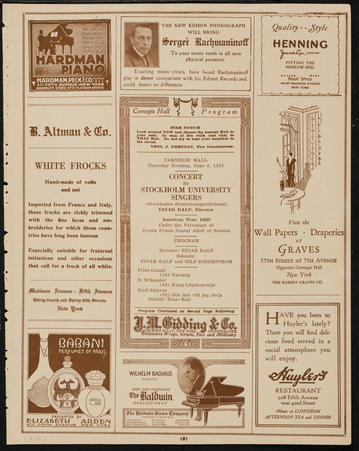 Stockholm University Singers, June 4, 1925, program page 5