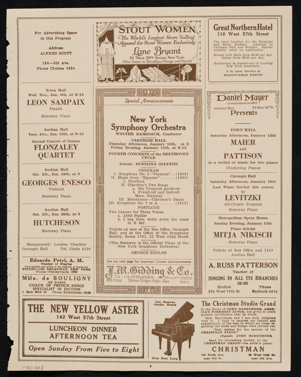 Benefit: Music and Art Lovers' Club, January 8, 1924, program page 9