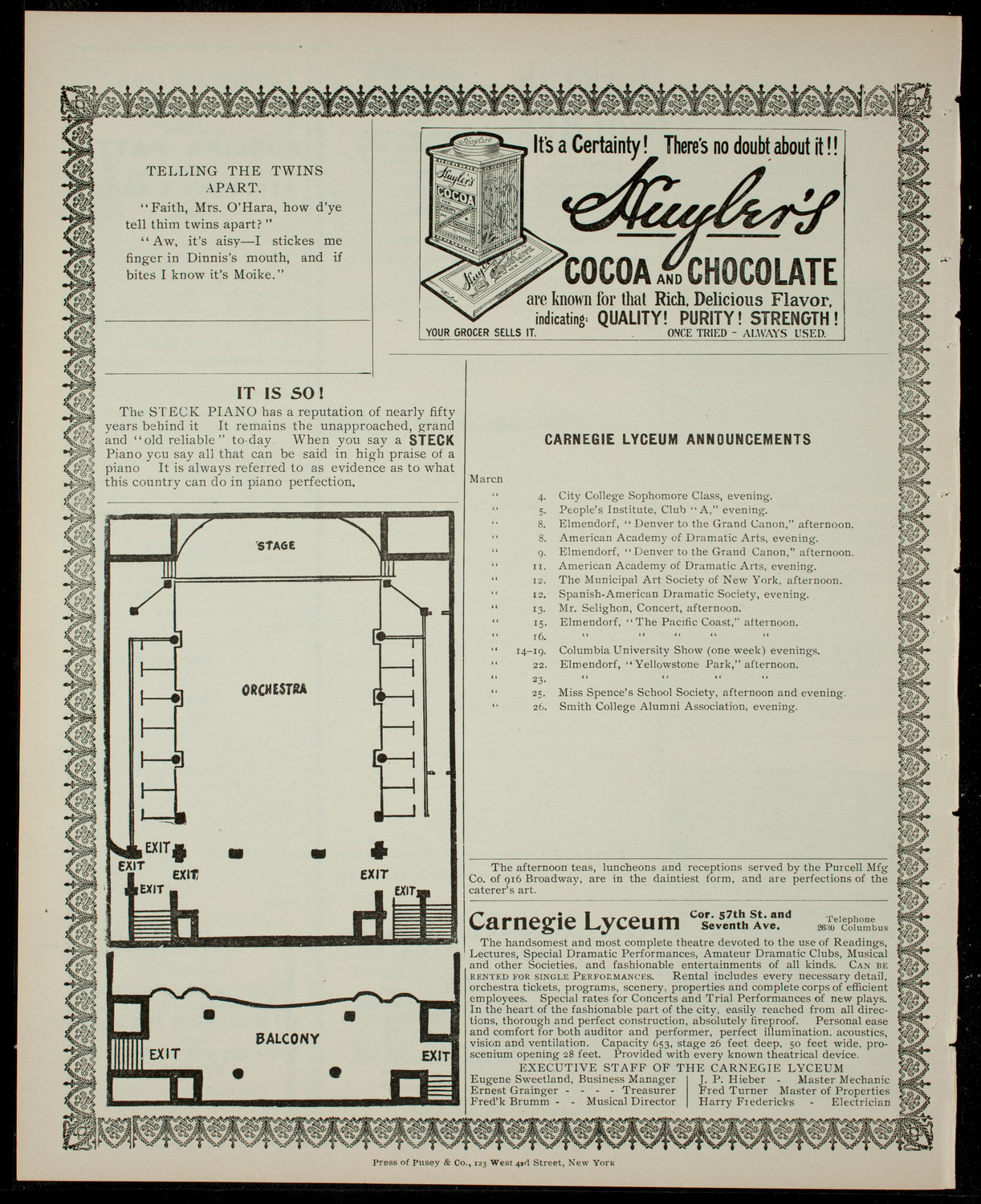 Elmendorf Lecture, March 2, 1904, program page 4