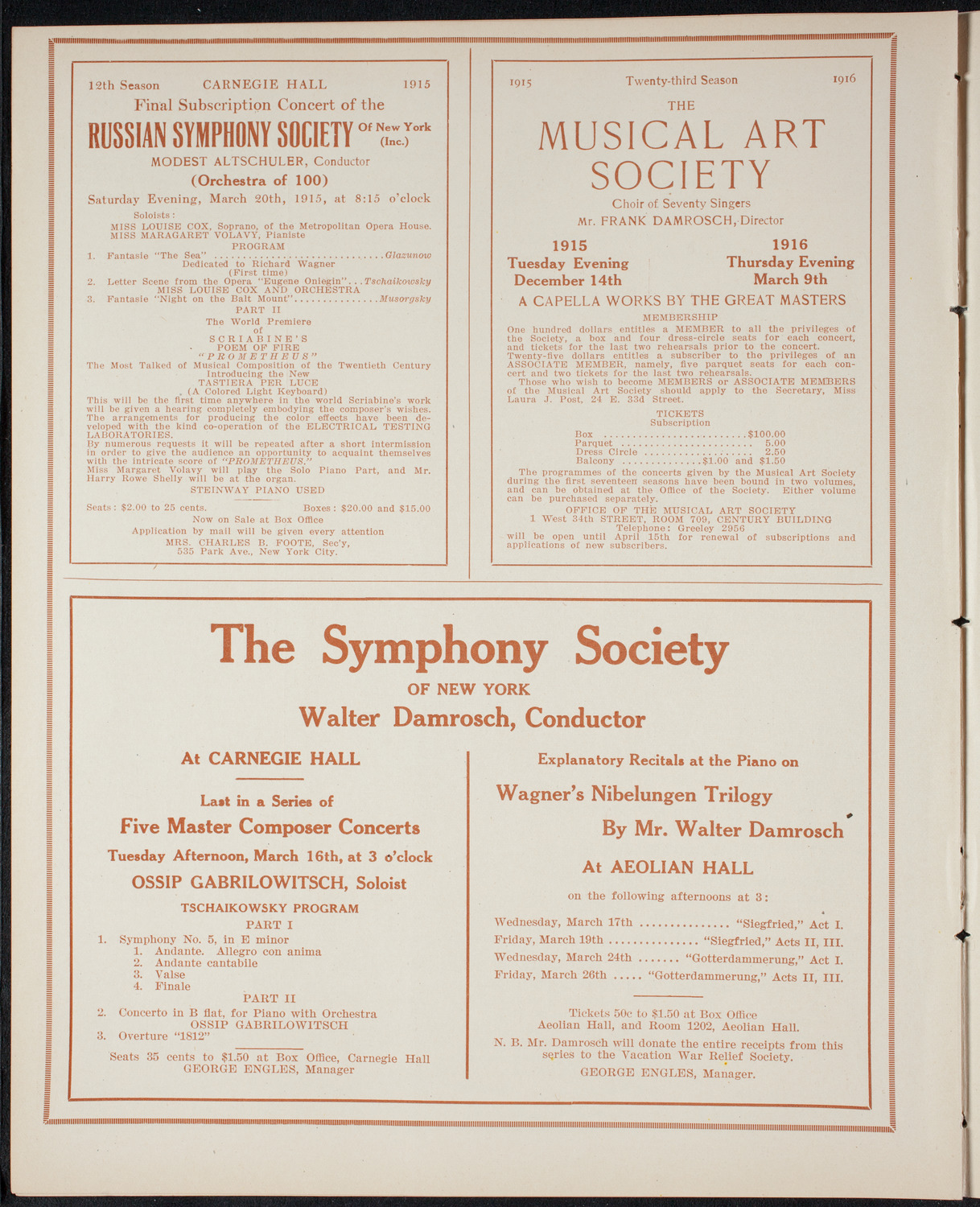 New York Philharmonic, March 12, 1915, program page 8