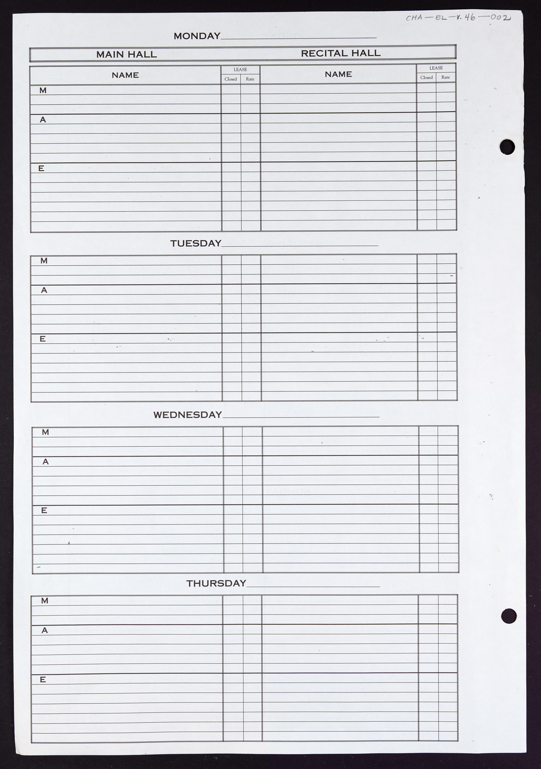 Carnegie Hall Booking Ledger, volume 46, page 2