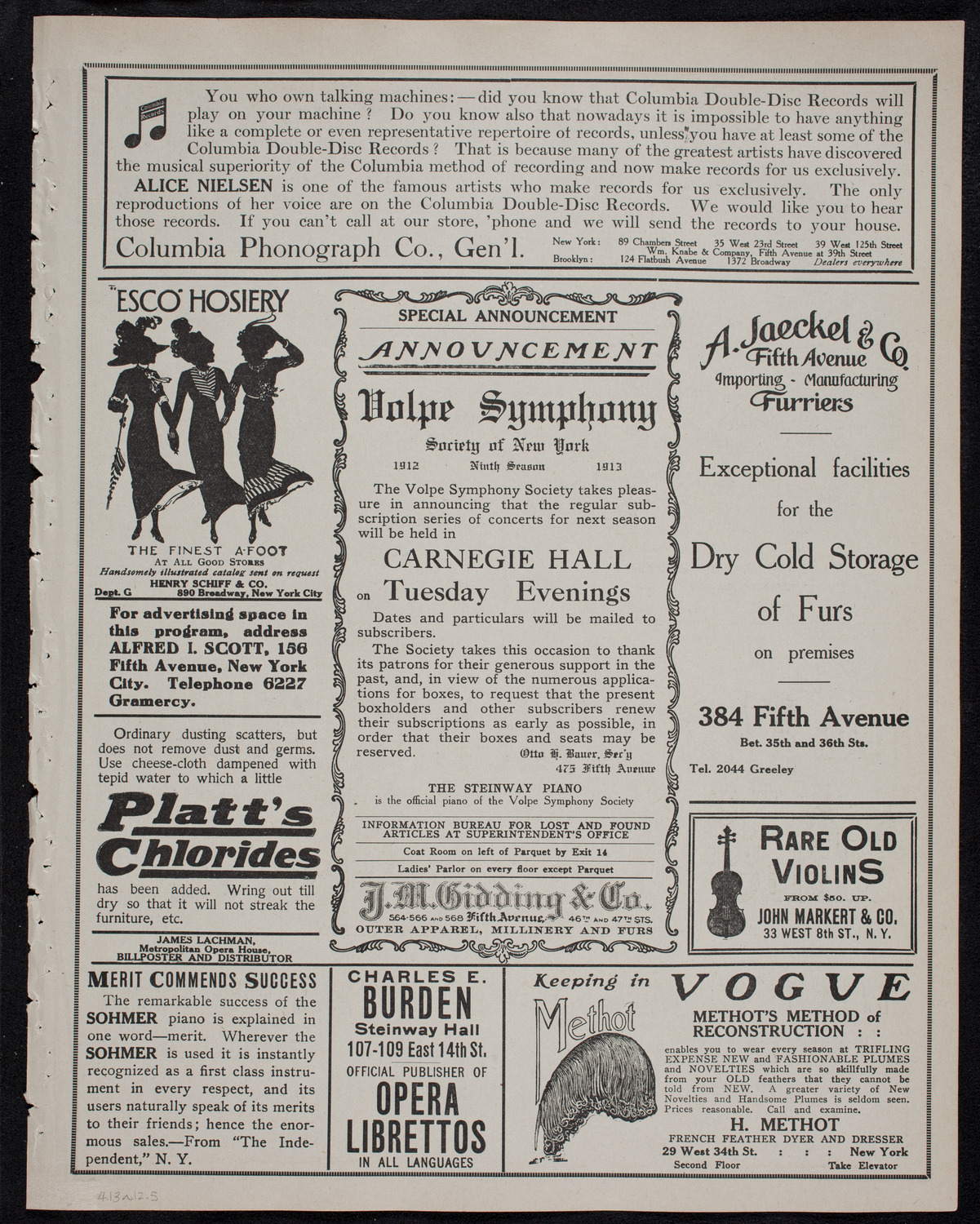 Vladimir de Pachmann, Piano, April 13, 1912, program page 9