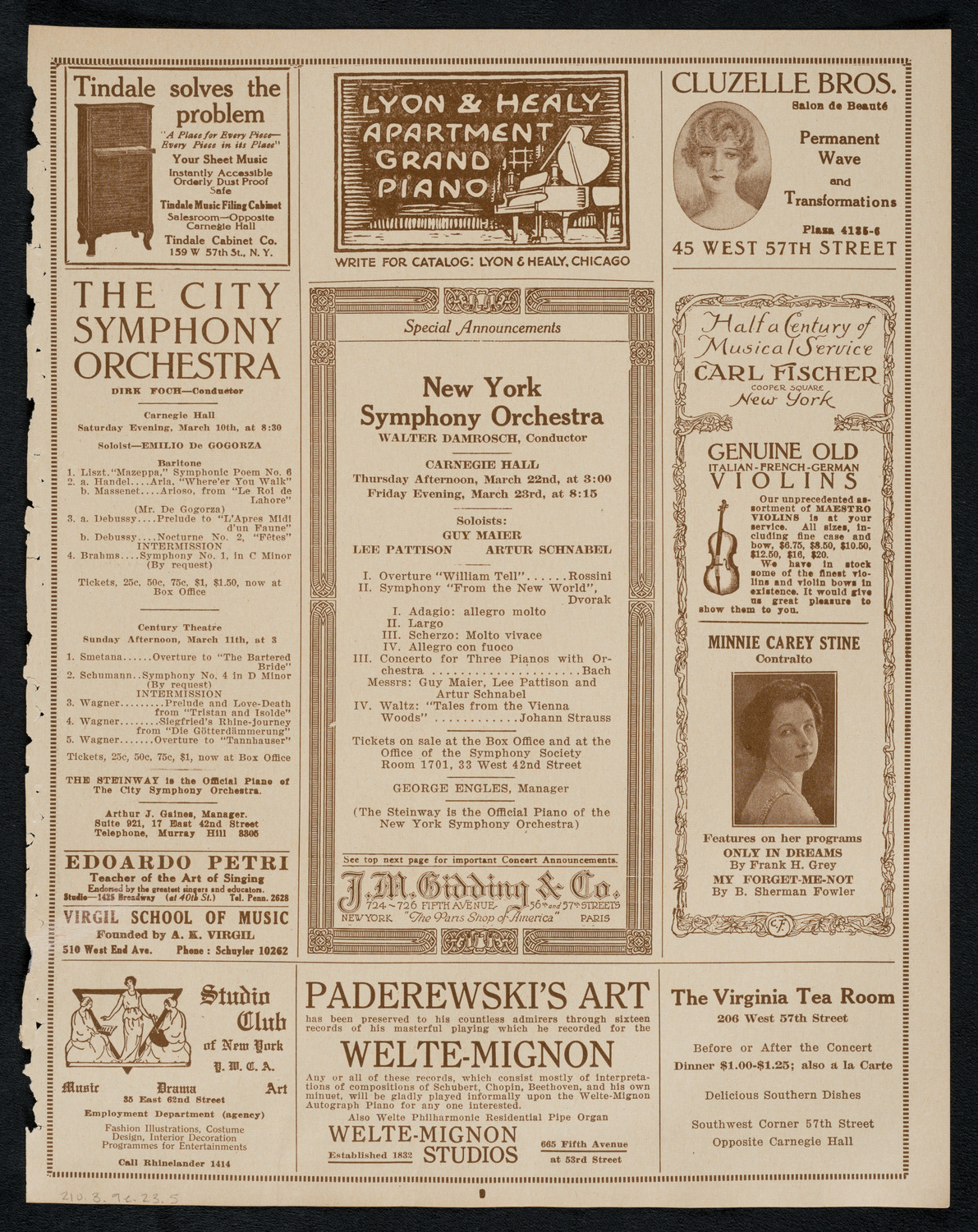 New York Symphony Orchestra, March 9, 1923, program page 9